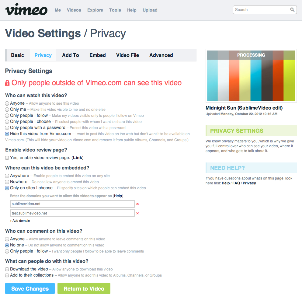 Vimeo step 2.1